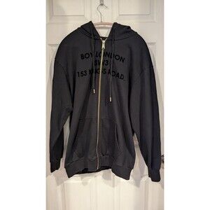 Boy London Mens Black on Black  Zip Up Hoodie Sweatshirt Gold Trim 1976. SZ XL‎